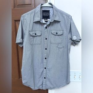 Dravus men’s short sleeved blue pin stripe shirt